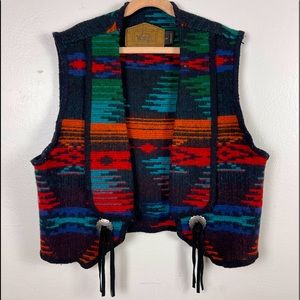 Woolrich Vest Women's Med. Wool Western Striped